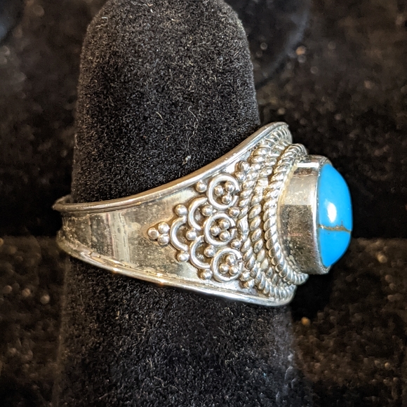 Blue Copper Turquiose 925 silver ring, size 7.5 - Picture 5 of 5